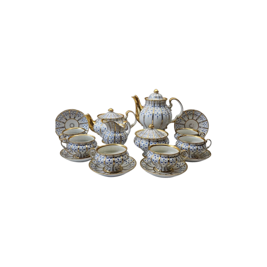 Antique 19 pcs Porcelain Tea & Coffee Service for 6 people by K.P.M circa 1850