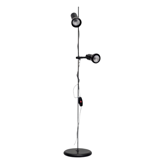 German Twin Head Floor Lamp by Miwi, Black and Chrome, c1970s