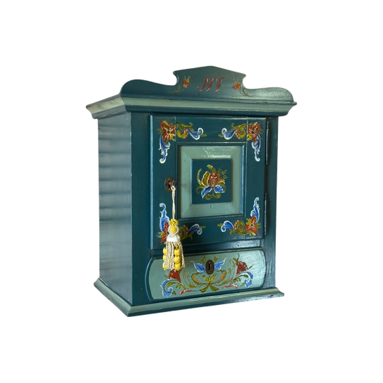 Antique 19th Century Danish Almue Painted Pine Wall Cabinet