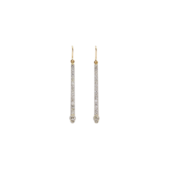 Art Deco Gold & Diamond Drop Earrings