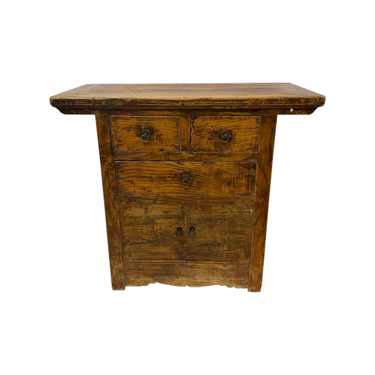Early 20th Century Qing Cabinet, Elmwood with Brass Hardware, China