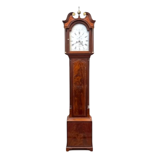 Scottish mahogany longcase clock with silvered dial by Rob Green Edinburgh c.1800