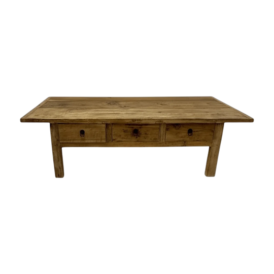 Chinese Low Elm Coffee Table With Three Drawers | 150x60x46cm