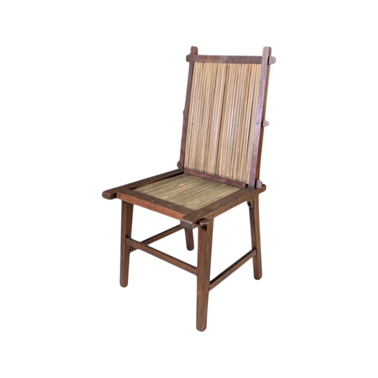 Mid Century Handmade Japanese Timber and Bamboo Slat Chair