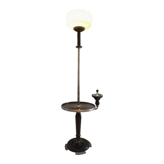 Fully Restored Art Deco Floor Lamp with Table and Ashtray