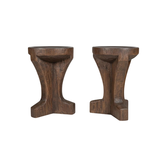Hand Carved Organic Teak Stool