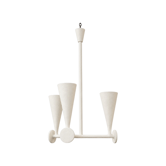 A White Plaster Three Light Chandelier in the manner of Alberto Giacometti