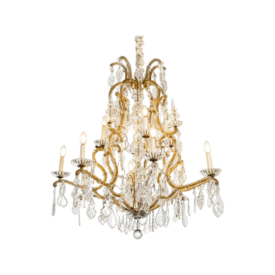 A Maria Theresa Style Glass and Gilt Metal Chandelier