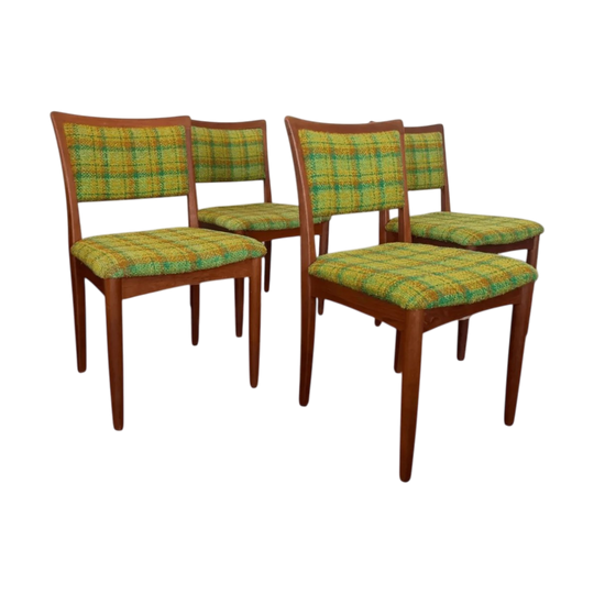 Mid Century Chiswell Dining Chairs - Green Plaid Set of 4