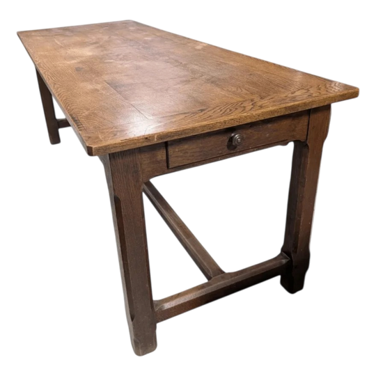 French oak narrow farm table with one drawer 200/75