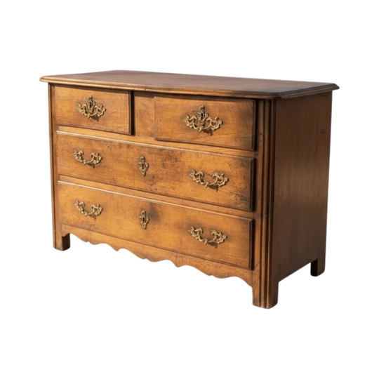 C18th French provincial walnut commode Chest of drawers