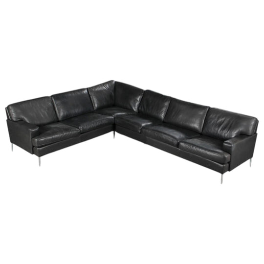 Henning Jensen. Corner sofa, black leather