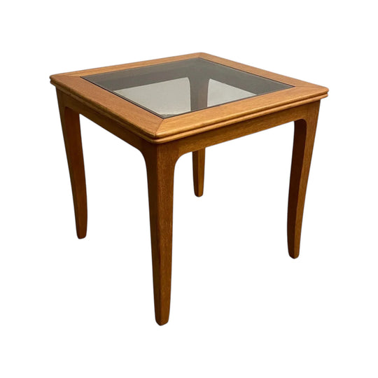 Mid-Century Australian Teak Side Table with Smoky Glass Top