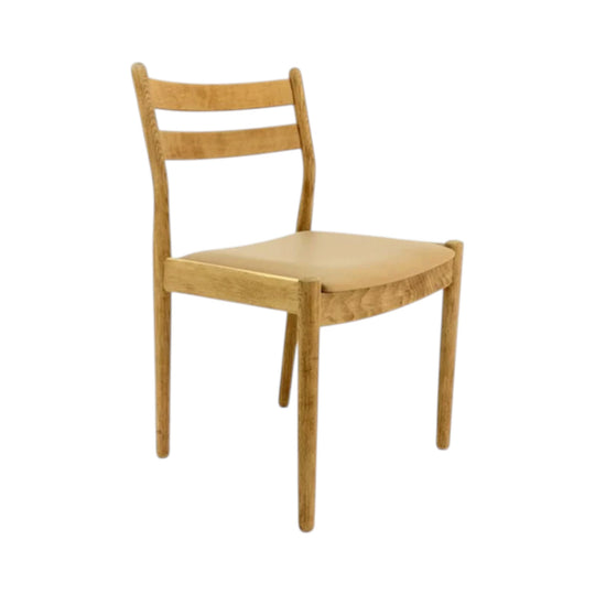 Set of 4 Poul Volther Soaped Oak Dining Chair with new leather upholstery.