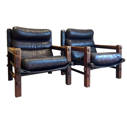 Pair of Norman Archibald Nore Leather Lounge Chairs (1970s)