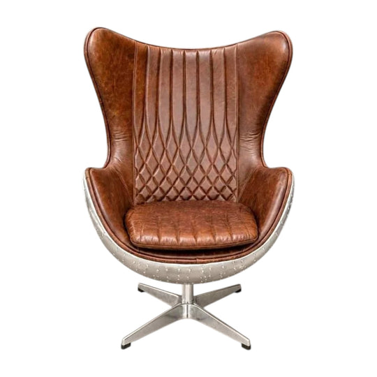 Top-Grain Leather Aviator Egg Chair