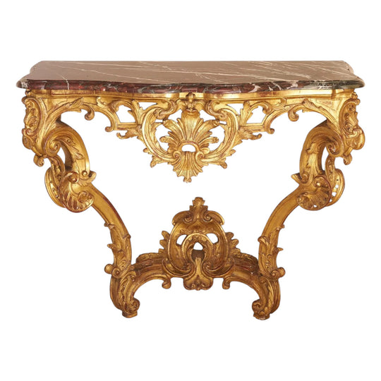 A Louis XV Period Giltwood Console Table