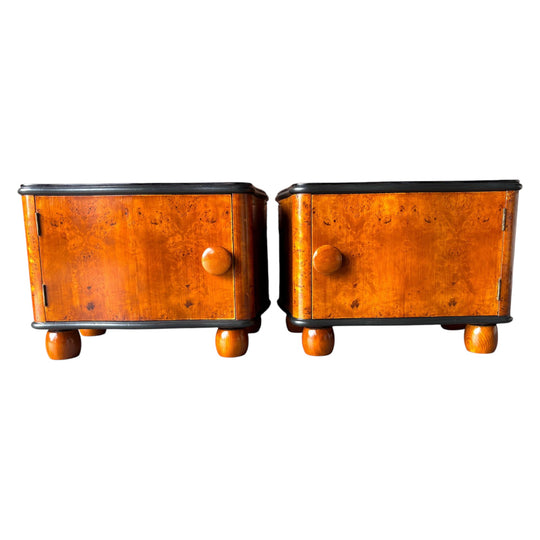 2 Beautiful Vintage Burl Bedsides
