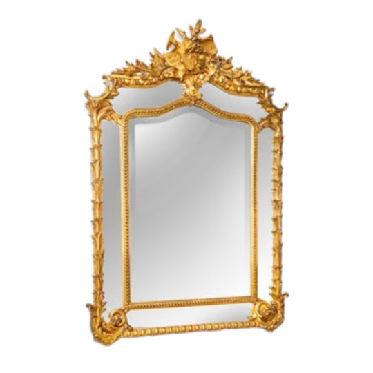 French 19th century Louis XV style gilt cushion mirror