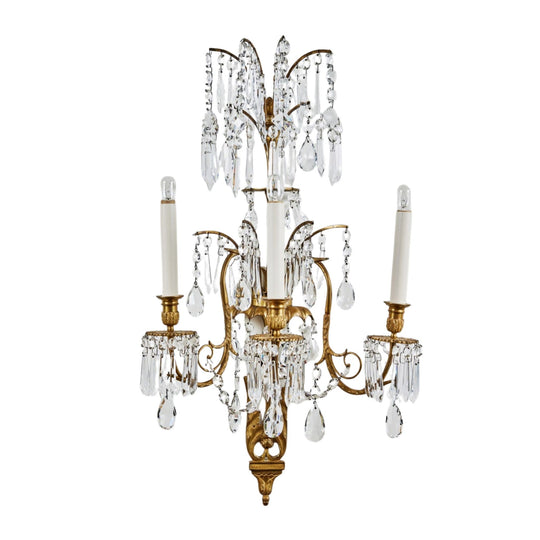 Russian Gilt and Bronze Crystal Wall Sconce