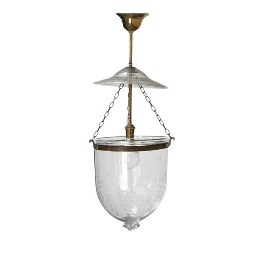 Glass Hundi Light Engraved With Grapes