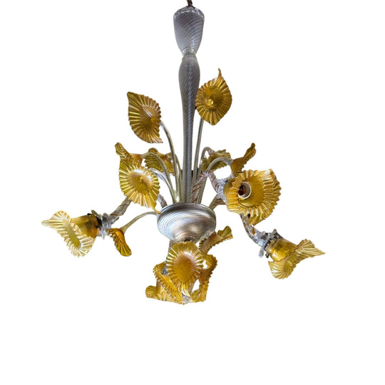 Murano Glass Flower Chandelier in Sogni Di Cristallo