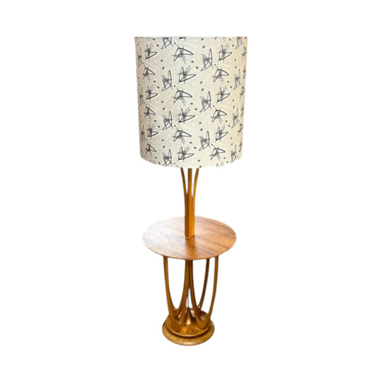 Atomic Floor Lamp with Built-In Table & Atomic Print Shade
