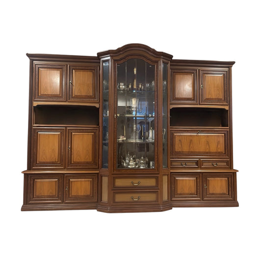 Vintage Italian Maronese Wall Unit & Glass Display Cabinet