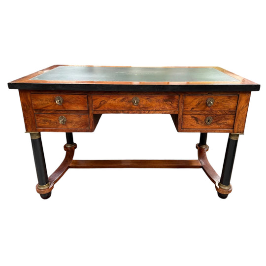 Antique Regency Revival Walnut Faux Partner's Desk