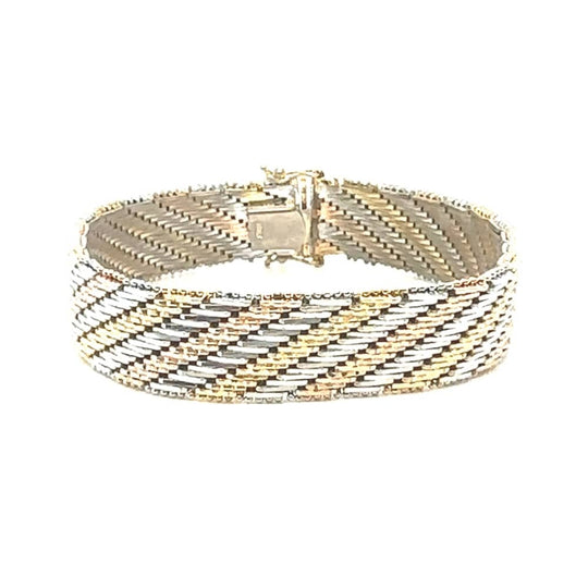 14ct gold Italian tri-colour link bracelet
