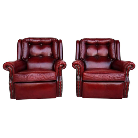Pair of Vintage Moran of Melbourne Full-Grain Leather Club Armchairs