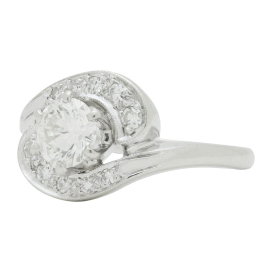 14kt White Gold and Diamond Swirl Ring