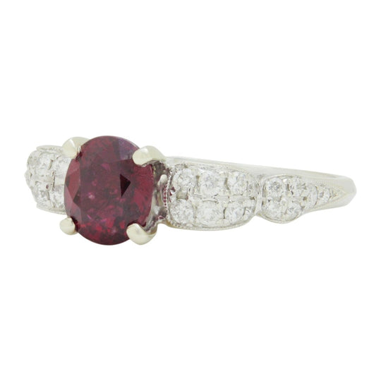 14kt White Gold, Burmese Ruby and Diamond Ring