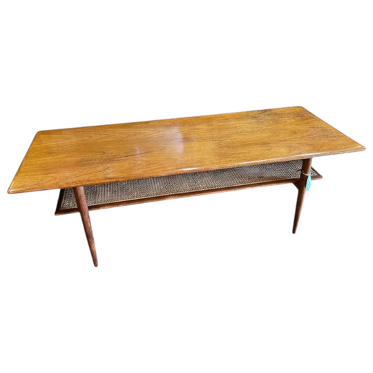 Parker Mid-Century Coffee Table with Cane Shelf