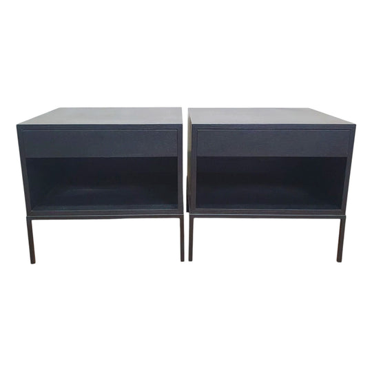 Pair of Modern Matt Black Bedsides
