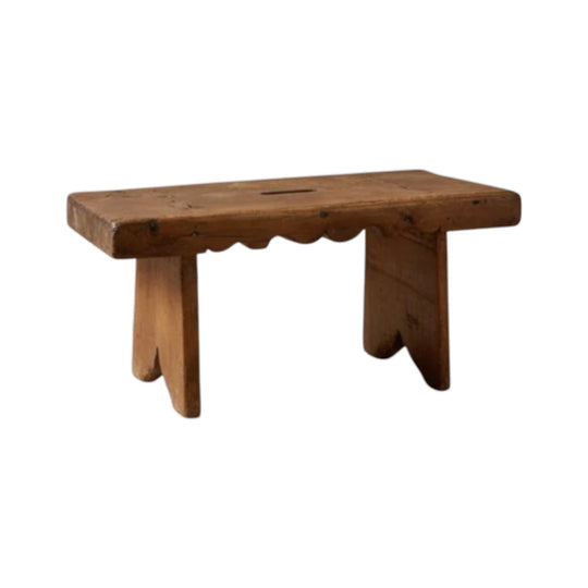 Rustic French Wooden Stool with Patina, 1900s