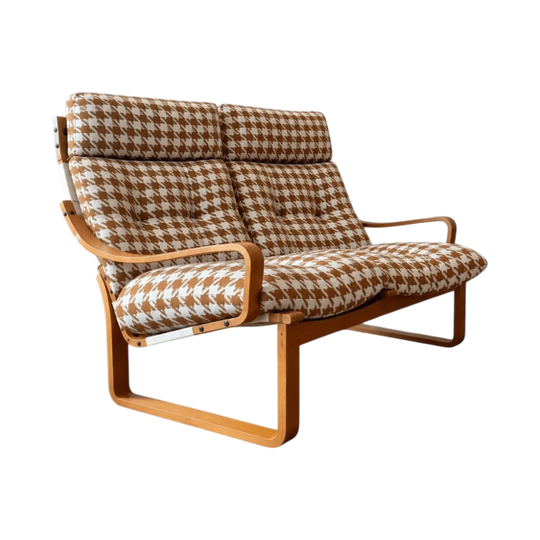 Vintage Fred Lowen Tessa 2-Seater Sofa – Custom Houndstooth
