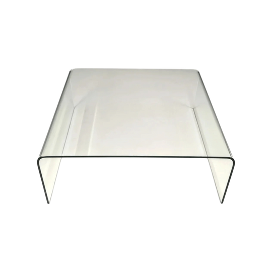 Circa 1980s Clear Bent Glass Waterfall Coffee Table