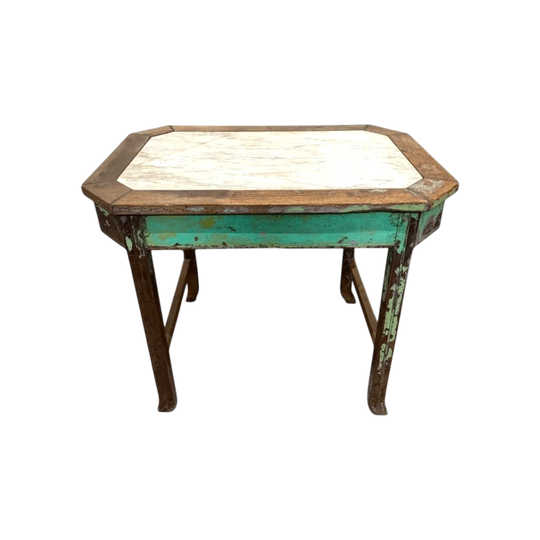 Vintage Teak Marble Top Table