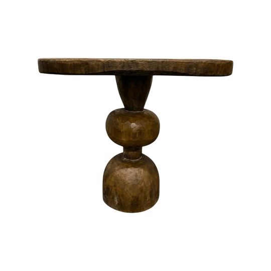 Organic Teak Round Table On Sculptured Base