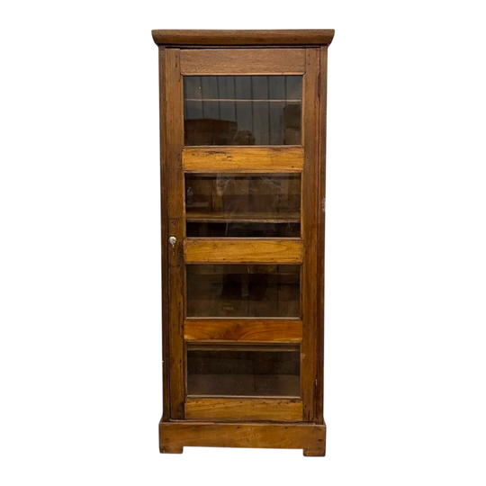 Vintage Colonial Glass and Teak Cabinet