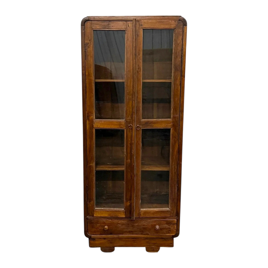 Glass and Teak Display Cabinet | Vintage Indonesian Furniture