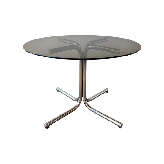 Vintage Italian Bauhaus-Style Smoked Glass Dining Table