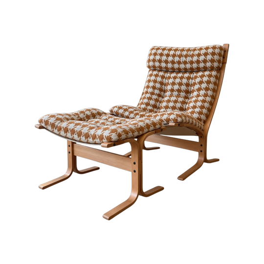 Vintage Ingmar Relling Lounge Chair & Ottoman – Custom Houndstooth | Made to Order