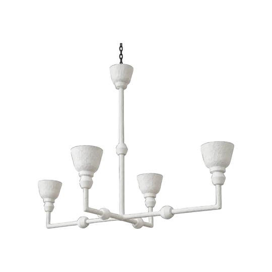 A Four-Light Textured White Plaster Chandelier, in the Manner of Alberto Giacometti