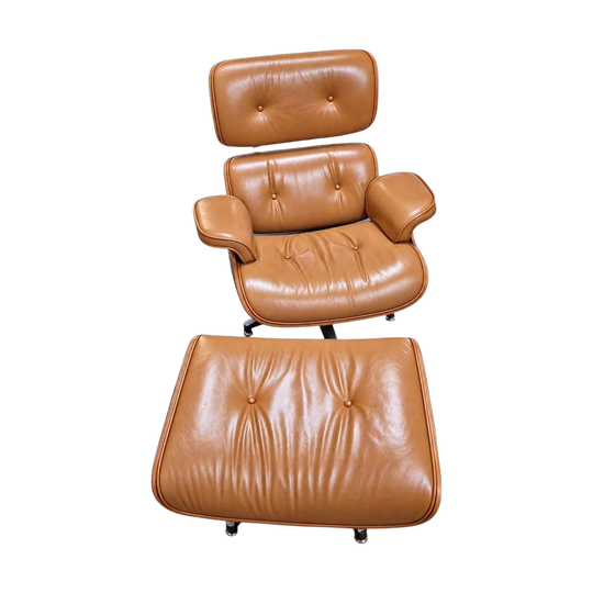 Eames-replica Leather Lounge Chair and Ottoman