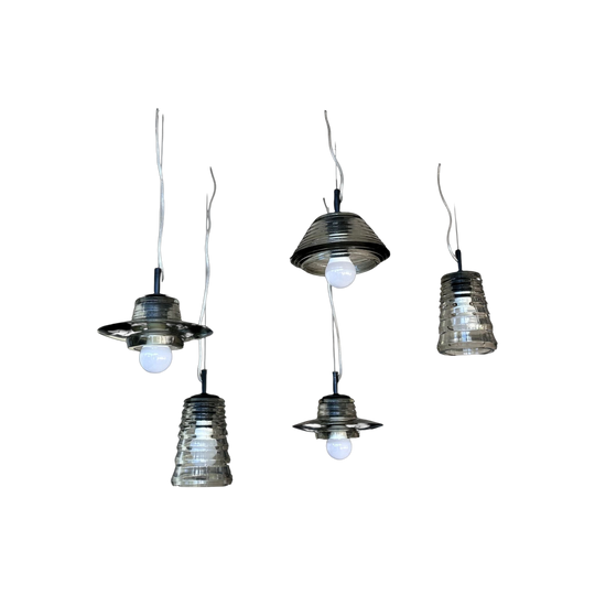 Genuine Tom Dixon Pressed Glass individual pendant lights - set of 5 tube,lens,bowl