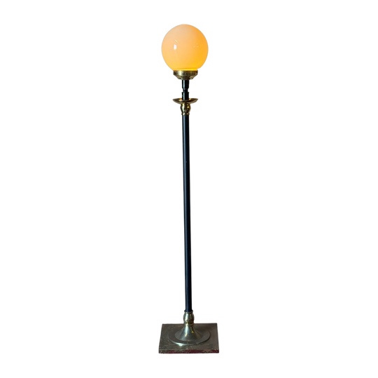 Vintage Gilt Metal Floor Lamp with Glass Shade
