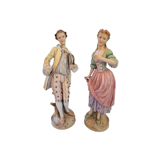 Pair of Large 19th Century French Bisque Porcelain Figures 36cm