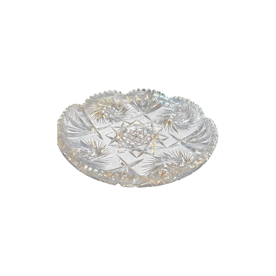 Antique American Brilliant Period Cut platter with Pinwheel, Hobstar patterns c.1900
